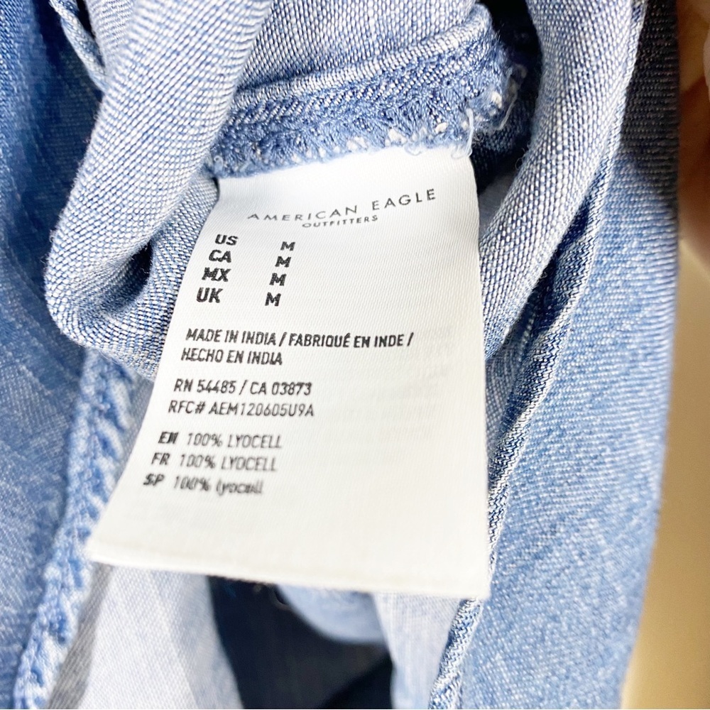 American Eagle Outfitters AEO Chambray Denim Boyfriend Button Down Shirt S - Picture 11 of 12